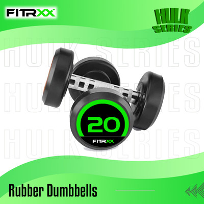 FITRXX Set Of 20KGX2 High Quality Rubber Professional Bouncer Fixed Weight Dumbbell(20 kg)