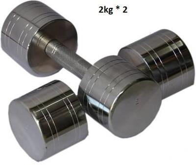 GYM KART Exclusive Set (2 x 2kg) Chrome Steel Dumbbell Fixed Weight Dumbbell(4 kg)