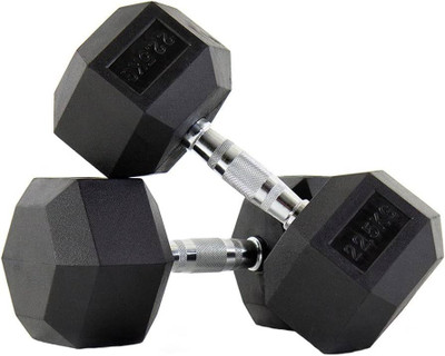 SPORTSLAB Hexa Rubber coated Hex dumbbells Set for Home Gym (22.5*2) Hexagon Dumbell Pair Fixed Weight Dumbbell(45 kg)