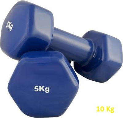 GYM KART Premium Quality Vinyl Dumbbells (5 Kg *2 PCs) for Men and Women Fixed Weight Dumbbell(10 kg)