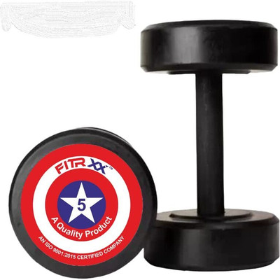 FITRXX Captain America Style Black Rubber 5kgX 2 Fixed Weight Dumbbell(5 kg)