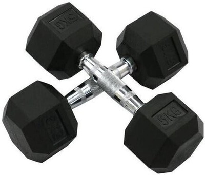 gamers hub Fitness Freak hexagon Dumbbells 5 kg pair Fixed Weight Dumbbell(10 kg)