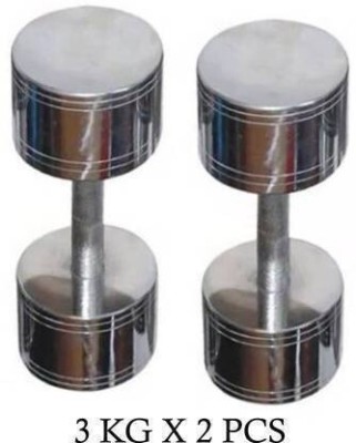 Hridya Trade Exclusive 3 Kg * 2 Pcs STEEL CHROME PLATED Fixed Weight Dumbbell(6 kg)