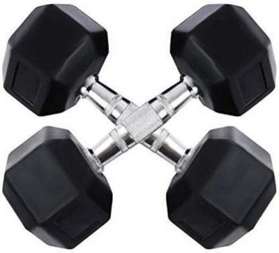 wWAR HEX Rubber Coated Cast Iron Hexa Dumbbells 5 KG Pair for Professional Exercise Fixed Weight Dumbbell(10 kg)