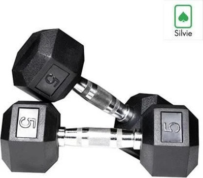 wWAR Hex Dumbbell, 5 kgs, Pack of 2, Rubber Coated (For Men & Women) Fixed Weight Dumbbell(10 kg)