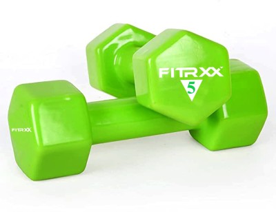 FITRXX Vinyl Dumbbell for Men & Women | Home and Gym Full Body Workout (Pack of 2) Fixed Weight Dumbbell(5 kg)