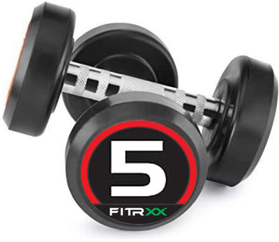 FITRXX Set Of 5KGX2 High Quality Rubber Professional Bouncer Fixed Weight Dumbbell(10 kg)