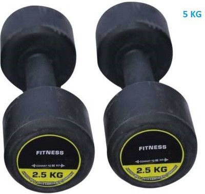 GYM KART (2.5Kg X 2 Pcs) Exclusive QLTY Rubber Dumbbell Fixed Weight Dumbbell(5 kg)