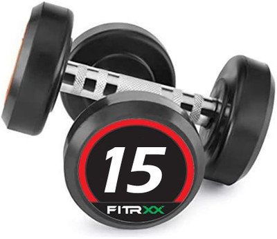 FITRXX Set Of 15KGX2 High Quality Rubber Professional Bouncer Fixed Weight Dumbbell(15 kg)
