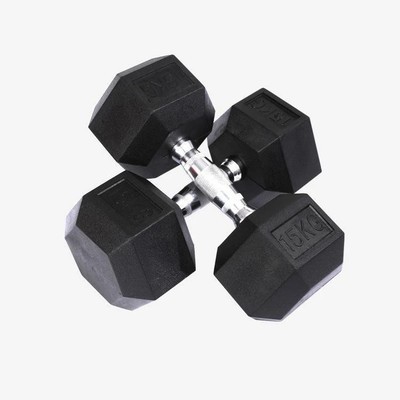 wWAR Hexa Dumbbell Double Hexagon 15*2 Hex Dumbbell for Home Gym Workout (pack of 2) Fixed Weight Dumbbell(30 kg)