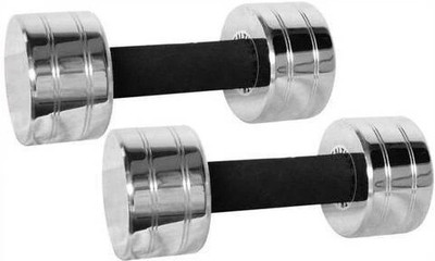 wWAR FITNESS Light Work-Out 3kg PAIR (2pcs * 3kg = 6kg) Chrome Plated Steel Fixed Weight Dumbbell(6 kg)