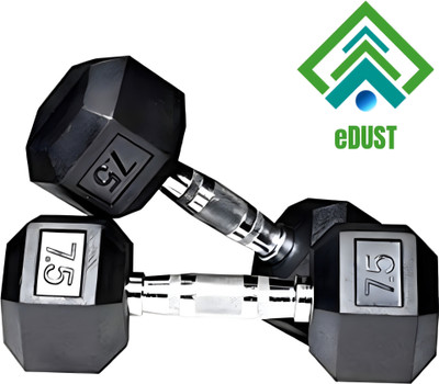 HouseOfCommon Hexa Dumbbells (7.5 kg X 2) 15 kg Set, Fitness Heavy Duty Solid Rubber Coated Fixed Weight Dumbbell(7.5 kg)