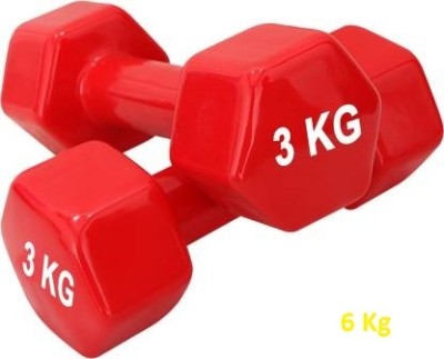 GYM KART Premium Quality Vinyl Dumbbells (3 Kg *2 PCs) for Men and Women Fixed Weight Dumbbell(6 kg)