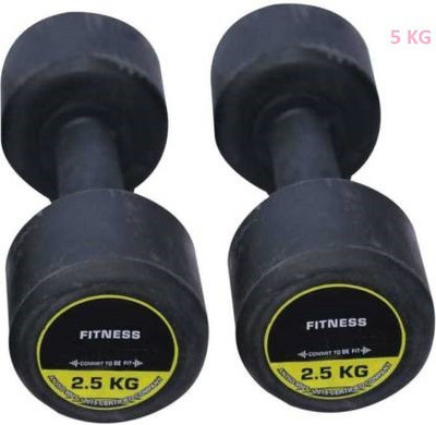 GYM KART (2.5Kg X 2 Pcs) Jumbo Premium Rubber Dumbbell Fixed Weight Dumbbell(5 kg)