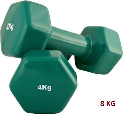 GYM KART Quality Vinyl Dumbbells (4 Kg *2 PCs) for Men and Women Fixed Weight Dumbbell(8 kg)