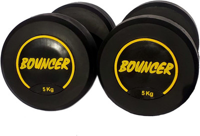 HouseOfCommon 5KGX2 High Quality Rubber Professional Bouncer Dumbbells (Yellow Bouncer) Fixed Weight Dumbbell(10 kg)
