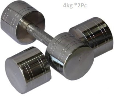 GYM KART Premium Quality Set of (4 Kg X 2 Pcs) Steel Chrome Plated Fixed Weight Dumbbell(8 kg)