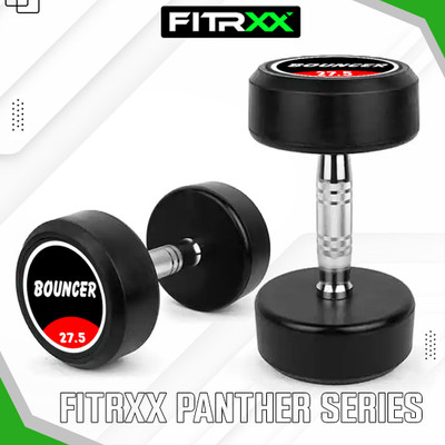 HouseOfCommon Set Of 27.5KGX2 High Quality Rubber Professional Bouncer Panther Series Fixed Weight Dumbbell(27.5 kg)