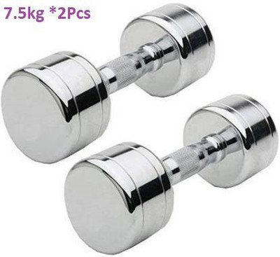 GYM KART Jumbo Quality (7.5 Kg X 2 Pcs) Steel Chrome Plated Fixed Weight Dumbbell(15 kg)