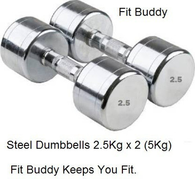 wWAR Pair of 2.5KG X 2 Steel Fixed Weight Dumbbell(5 kg)