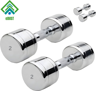 eDUST ™ Steel Dumbbells (2 kg X 2) 4 kg Set, Fitness Heavy Duty Solid Fixed Weight Dumbbell(2 kg)