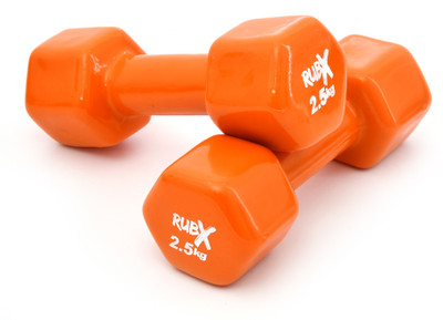 RUBX Premium Unisex Vinyl Dumbbells for Exercise & Fitness (2.5 kg X 2= 5 kg)(ORANGE) Fixed Weight Dumbbell(5 kg)