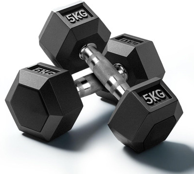Explode Rubber Coated Hexa Dumbbell Set For Men & Women Professional Exercise Fixed Weight Dumbbell(10.1 kg)