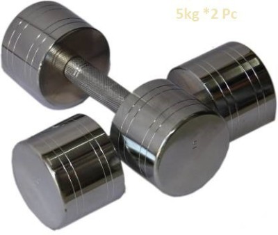 GYM KART Jumbo Quality (5Kg X 2Pcs) Steel Chrome Plated Dumbbell Fixed Weight Dumbbell(10 kg)