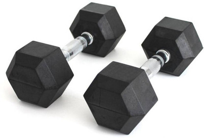 gamers hub 7.5kg PAIR (7.5kg * 2pcs.= 15kg) Professional HEX Shape Premium Quality Rubber Fixed Weight Dumbbell(15 kg)