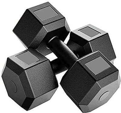 HOC Black PVC Dumbbell Set, 1 Pair Dumbbells, Hex Dumbbells, Home Gym 5KGS X 2PCS Fixed Weight Dumbbell(5 kg)
