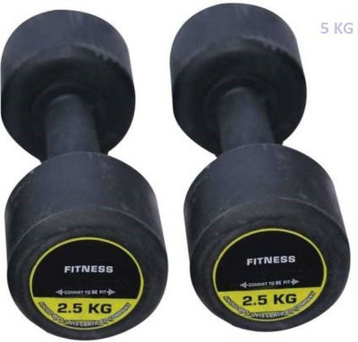 GYM KART 2.5Kg X 2 Pcs Premium Quality Rubber Dumbbell Fixed Weight Dumbbell(5 kg)