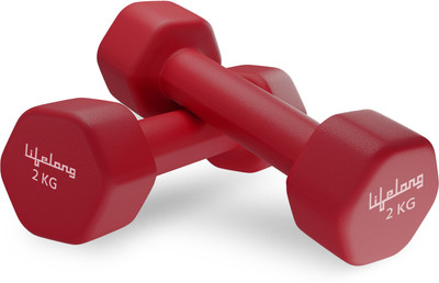 Lifelong Dumbbells Set For Home Gym - Neoprene Fixed Dumbell Set - Dumbbells Pack of 2 Fixed Weight Dumbbell(4 kg)