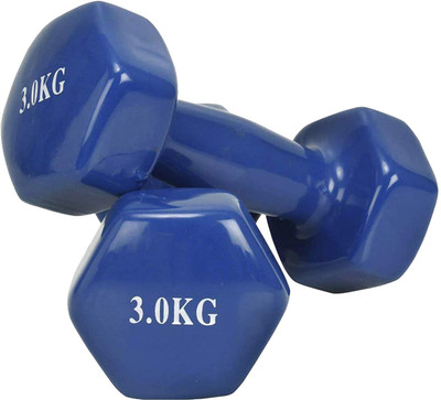 wWAR Vinyl Dumbbells 3Kgx2PCS for Men and Women Color May Vary Fixed Weight Dumbbell(6 kg)
