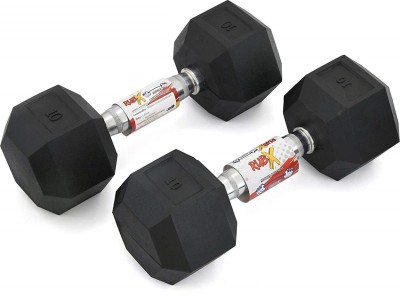 RUBX Rubber Coated Professional Exercise Hex Dumbbells (Pack of Two) Fixed Weight Dumbbell(20 kg)