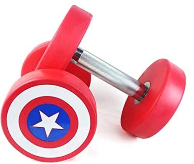 Fitdex Set Of 5KG X2 Captain America RED Rubber Coated Fixed Weight Dumbbell(10 kg)