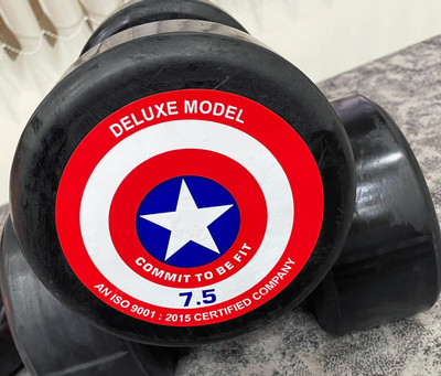 gamers hub 7.5Kg X 2 Pcs Exclusive Quality Captain America Rubber Dumbbell Fixed Weight Dumbbell(15 kg)
