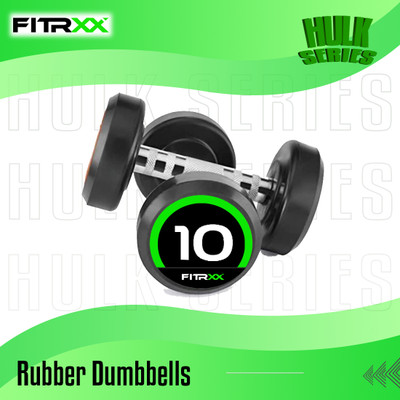 FITRXX Set Of 10KGX2 High Quality Rubber Professional Bouncer Fixed Weight Dumbbell(10 kg)