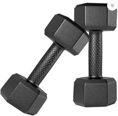 GRIFFIN Black PVC 2KG Hexa Dumbbell Set, 1 Pair Hex Dumbbells, Home Gym 2KG x 2PCS Fixed Weight Dumbbell(2 kg)