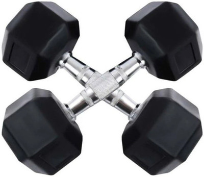 wWAR Home Gym Exercise 2.5 Kg X 2 (Total 5 Kg) Training Fitness Hex Rubber (Pair) Fixed Weight Dumbbell(5 kg)