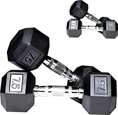 HouseOfCommon Hexa Dumbbells (7.5 kg X 2) 15 kg Set, Fitness Heavy Duty Solid , Fixed Fixed Weight Dumbbell(7.5 kg)