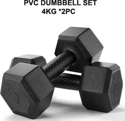 PBX Fit (4kg * 2) PVC Dumbbell Set - 1 Pair of Dumbbells - best for Home FITNESS Fixed Weight Dumbbell(4 kg)