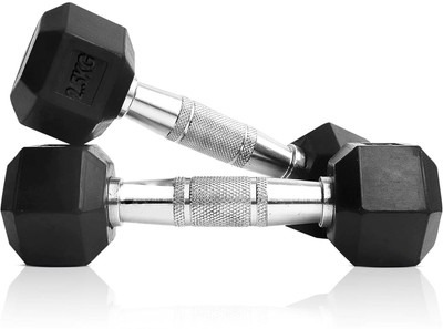 Kiraro Set of 2.5KG X 2PCS HEXA DUMBBELL |STEEL IRON RUBBER COATED DUMBBELL| Fixed Weight Dumbbell(5 kg)
