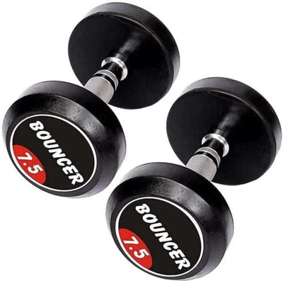 HouseOfCommon Rubber Coated Bouncer Dumbbell (7.5 kg) (Set of 2) Fixed Weight Dumbbell(7.5 kg)