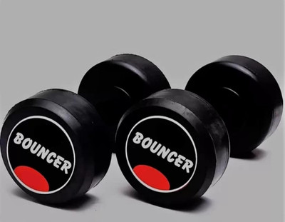 Kiraro Bouncer Style Black Rubber 2.5KG X 2 Fixed Weight Dumbbell(5 kg)