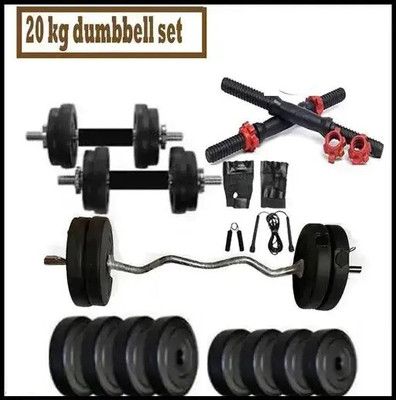 FASTERO FITNESS 20 kg FITNESS 20kg PVC Dumbbell Set + FITNESS ACCESSORIES - BEST EXERCISE KIT Home Gym Combo
