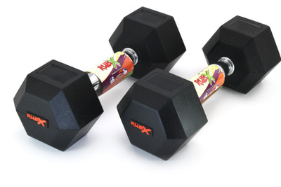 RUBX Rubber Coated Professional Exercise Hex 7.5kg (Pack of Two) Fixed Weight Dumbbell(15 kg)