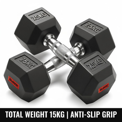 SLOVIC Dumbbells Set for Home Gym | 7.5 kg | Set of 2 Fixed Weight Dumbbell(15 kg)