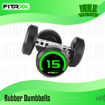 FITRXX Set Of 15KGX2 High Quality Rubber Professional Bouncer Fixed Weight Dumbbell(15 kg)