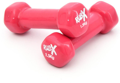 RUBX Premium Unisex Vinyl Dumbbells for Exercise & Fitness (1.5 kg X 2= 3 kg)(PINK) Fixed Weight Dumbbell(3 kg)