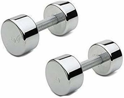 LCARNO Crome plated Steel Dumbbell pack of 2 Fixed Weight Dumbbell(2 kg)